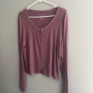 American Eagle Outfitters Women's Purple Button-Up Top